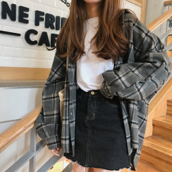 Ukawaii韓国系レトロファッションチェック柄ジャケット