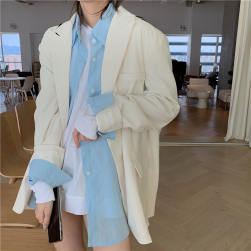 Ukawaii韓国系定番切り替え通勤ロング春秋折り襟カーディガンスーツジャケット