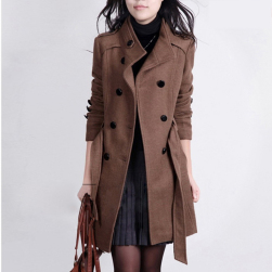 Ukawaii気質満点韓国系ファッション通勤シンプル折襟無地ベルト付きコート