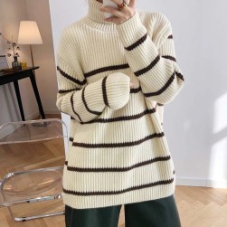 Ukawaiiシンプル合わせやすいゆったりハイネックプルオーバー暖かいセーター