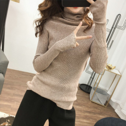 Ukawaii韓国風無地ファッションニットハイネックセーター