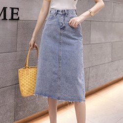 Ukawaii韓国風レディースファッションデニムAラインスカート