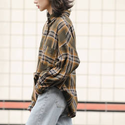 Ukawaii春夏新作配色チェック柄長袖合わせやすい若く見えシャツ