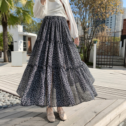 UkawaiiAラインファッションレトロプリントロング小柄スカート