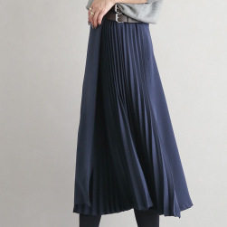 Ukawaiiファッション無地合わせやすい 切り替えAラインプリーツスカート