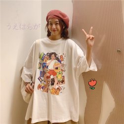 Ukawaiiおすすめ カジュアル ルーズ合わせやすいファッション ストリート系 プリント ラウンドネック Tシャツ