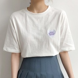 Ukawaii可愛いうえに安い！シンプル 刺繍 半袖 Ｔシャツ