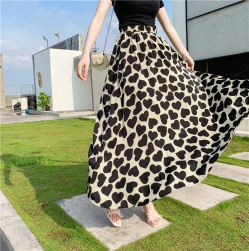 Ukawaii今季も大流行ファッションシフォンプリントハイウエストハートAラインスカート