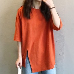 Ukawaii定番シンプル 合わせやすい スリット Tシャツ