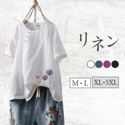 Ukawaii絶対流行 カジュアル 綿麻プリントTシャツ
