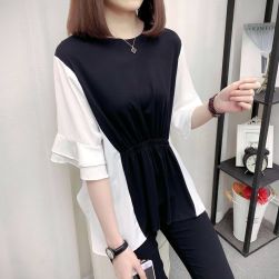 Ukawaii夏服 レディース フェイクレイヤード 切り替え 半袖 Ｔシャツ