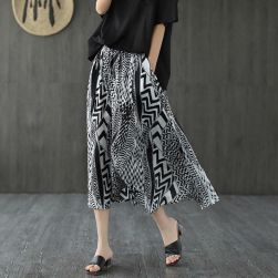 Ukawaii着心地良い シンプル ハイウエスト 配色 プリント Aライン カジュアル スカート