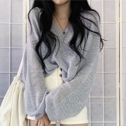 Ukawaii美人度アップ 韓国風 ゆったり 新作 ｖネック ニット 合わせやすい セーター