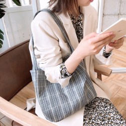 Ukawaii ファッションチェック肩掛け大容量2色合わせやすいトートバッグ