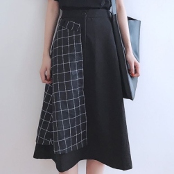 Ukawaii超人気商品 ファッション ハイウエスト 着瘦せ 切り替え ポケット付き スカート