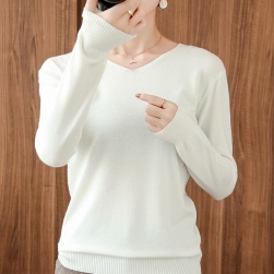 Ukawaii組み合わせやすい 無地 多色 Ｖネック ニット 柔らか 長袖 ゆったり セーター