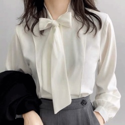 Ukawaii気質満点 新作 ファッション 通勤 合わせやすい 韓国風 無地 2色 長袖 シャツ