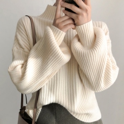 Ukawaiiエレガント 韓国風 人気 新作 ハイネック 気質アップ ゆったり 合わせやすい ニットセーター