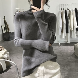 Ukawaii見逃し厳禁 シンプル 無地 多色 ハイネック ゆったり 長袖 合わせやすい セーター