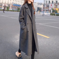 Ukawaii質感のいい 人気 ファッション 韓国風 無地 2色 長袖 厚手 保温 コート