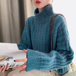 Ukawaii絶対欲しい シンプル 気質アップ ハイネック レトロ ファッション 韓国風 ニットセーター