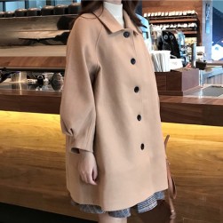 Ukawaii好感度100％ キュートファッション シングルブレスト 無地 長袖 折り襟 コート