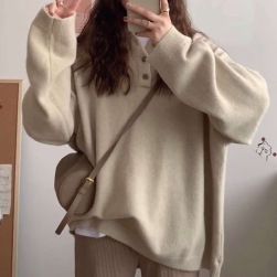 Ukawaii絶対流行 韓国風 人気 ゆったり 着瘦せ 2色 POLOネック ニット セーター