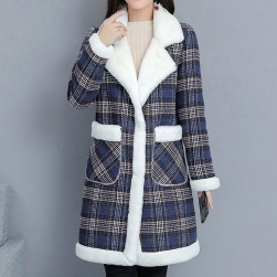 Ukawaii冬物 韓国 ファッション 通勤 厚手 暖かい チェック柄 コート