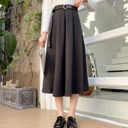 Ukawaii美人度アップ シンプル ファッション ハイウエスト 無地 ロング スカート