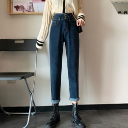 Ukawaiiストリート ファッション 韓国 個性的 裏起毛 デニム カジュアルパンツ