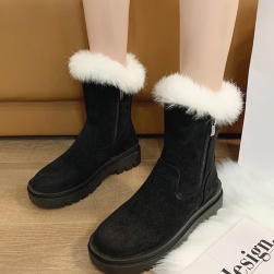 Ukawaii冬物 スエード 無地 厚手 裏起毛 暖かい 滑り止め 合わせやすい 通学 通勤 カジュアル ムートン ブーツ