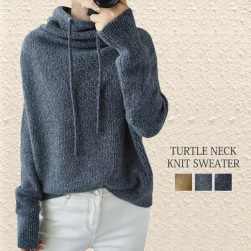 Ukawaii大ヒット商品 ファッション レディース 厚手 ハイネック フード付き セーター