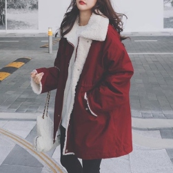 Ukawaii韓国ファッション 裏起毛 シングルブレスト 折襟 合わせやすい レディース 冬 コート