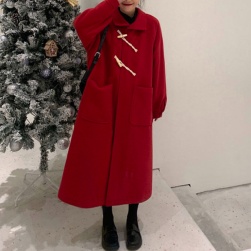 Ukawaii大人 ファッション シンプル カジュアル 折り襟 無地 秋冬 ロング レディースコート