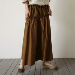Ukawaii一枚で視線を奪う ルーズ系 デザイン 無地 レギュラーウエスト 足首丈 ギャザー飾り 森ガールスカート