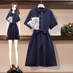 Ukawaii今年らしいコーデ プリント ファッション 切り替え ベルト付き ハイウエスト 着瘦せ ワンピース