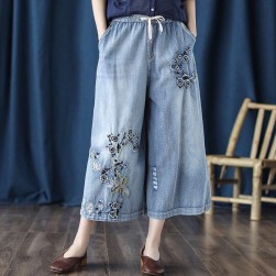 Ukawaii今季も大流行 ハイウエスト ファッション 切り替え ボウタイ 刺繍 クロップド丈 森ガールボトムス