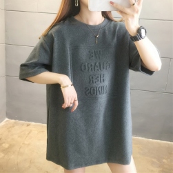 Ukawaii しっかり 合わせやすい 韓国風 無地 英字 半袖 Ｔシャツ