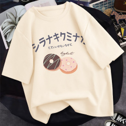 Ukawaii S~3XL 7色展開 ドーナツプリント 可愛い 通学 カジュアル Ｔシャツ