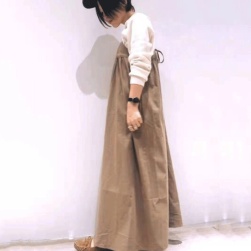 Ukawaii 人気を独占中 無地 Aライン ギャザー飾り ポケット サロペットスカート キャミソールワンピース
