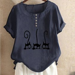 Ukawaii 好評発売中 可愛いデザイン 猫柄 半袖 ボタン ファッション Ｔシャツ