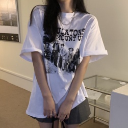 Ukawaii 今季注目 原宿系 ストリート系 無地 アルファベット 半袖 ゆったり Tシャツ トップス