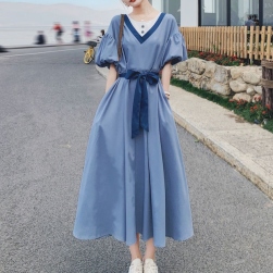 Ukawaii お出かけ 人気 ファッション 韓国風 パフスリーブ 半袖 デートワンピース