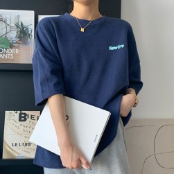 Ukawaii ファッション アルファベット ラウンドネック しっかり ゆったり カジュアル Ｔシャツ