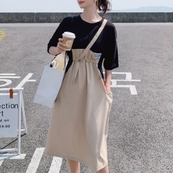 Ukawaii 高見えデザイン ファッション 切り替え 配色 フェイクレイヤード デートワンピース