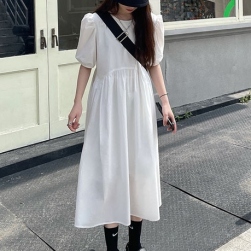 Ukawaii 夏を楽しむ 女の子 通勤 ファッション かわいい パフスリーブ 半袖 デートワンピース