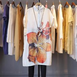 Ukawaii 個性的なデザイン ファッション プリント 半袖 折り襟 森ガールワンピース