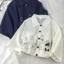 Ukawaii 可愛いデザイン シンプル 無地 半袖 動物柄 プリント Tシャツ