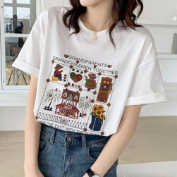 Ukawaii 韓国風ファッション キュート アルファベット カートゥーン レタード 半袖 Ｔシャツ