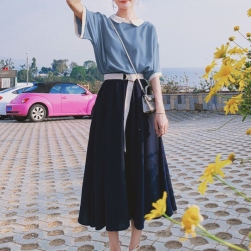 Ukawaii 若く見え 通勤 ファッション 韓国風 切り替え Aライン デートワンピース